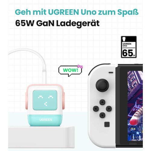  Uno RG 65W 3-Port GaN Fast Charger pink blue Slike