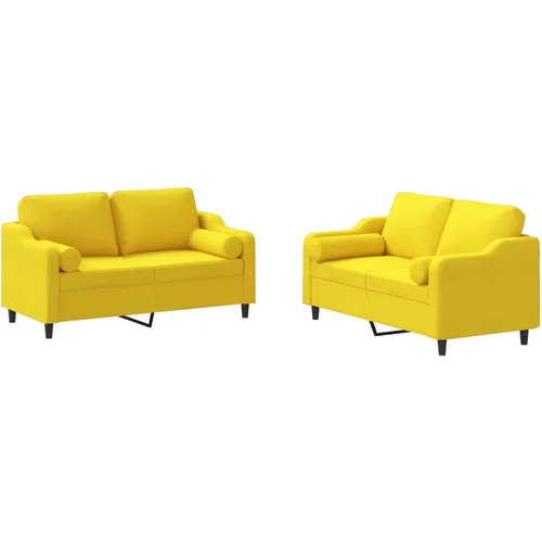 vidaXL 2-dijelni set sofa s jastucima svjetložuti od tkanine