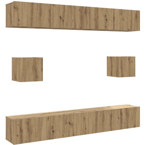Maison Chic TV omarice - TV enot 6-delna stenski artisan hrast inženirski les, (21701713) Slike