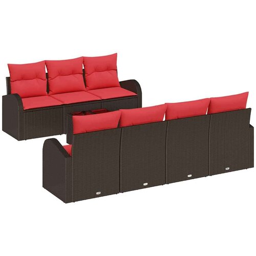  Set sofe 8 pcs Smeđa i crvena Poliester Slike