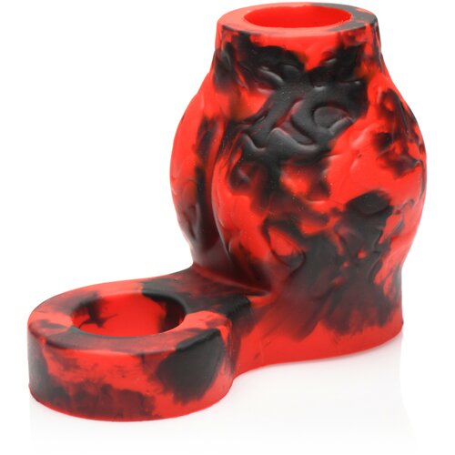 Creature Cocks Hell Hound Silicone Penis Sleeve + Ball Stretcher Medium Red Cene