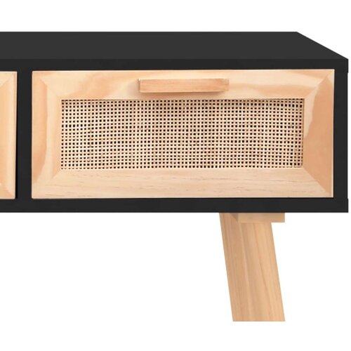 vidaXL Konzolni stol crni 105x30x75 cm od borovine i prirodnog ratana Cijene