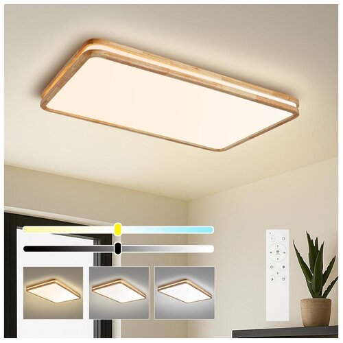 Brilagi LED prigu&amp;scaron;iva svetiljka MOLINA SQUARE LED/128W/230V hrast 90x60 cm + daljinski upravljač Slike