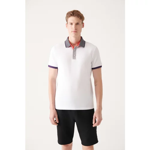Avva Men's White 100% Cotton Polo Neck Standard Fit Regular Cut T-shirt