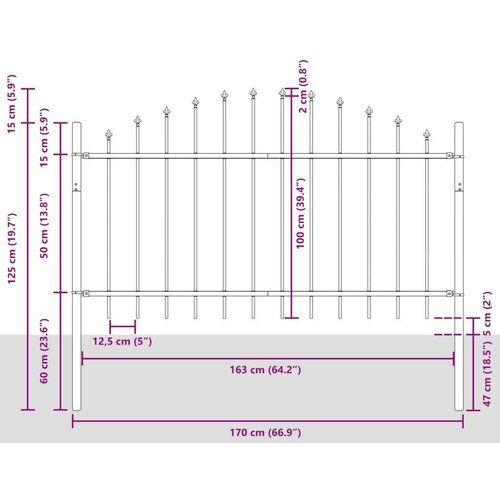 VidaXL Panel ograde s &amp;scaron;iljastim lukom Set od 6 Tamno siva Slike