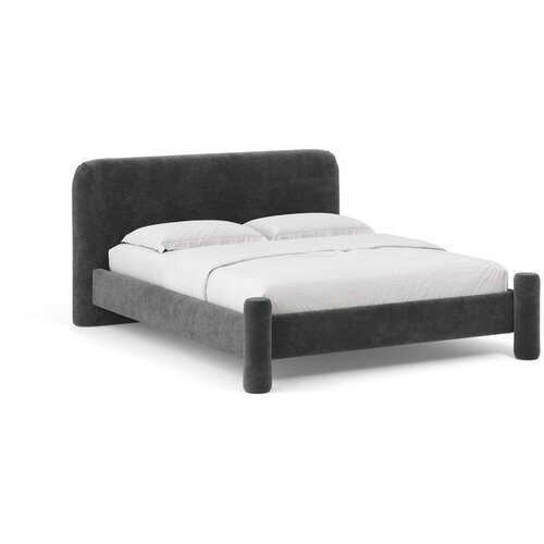 Micadoni Tamno sivi tapecirani bračni krevet s podnicom 160x200 cm Vera – Cene
