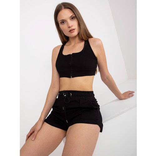 Fashion Hunters Black cotton basic striped crop top RUE PARIS Slike