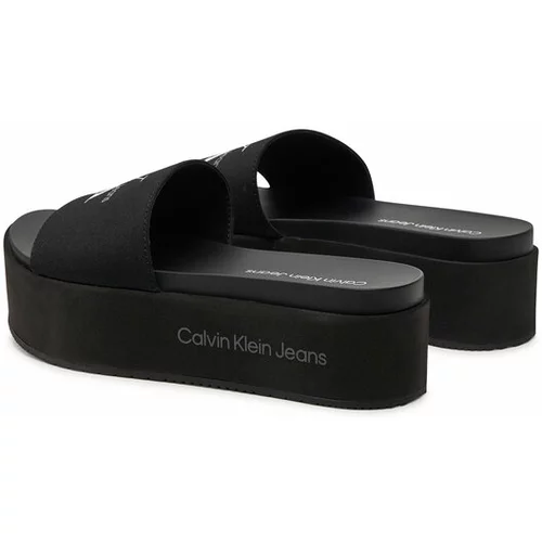 Calvin Klein Jeans Natikači Flatform Sandal Met YW0YW01036 Črna