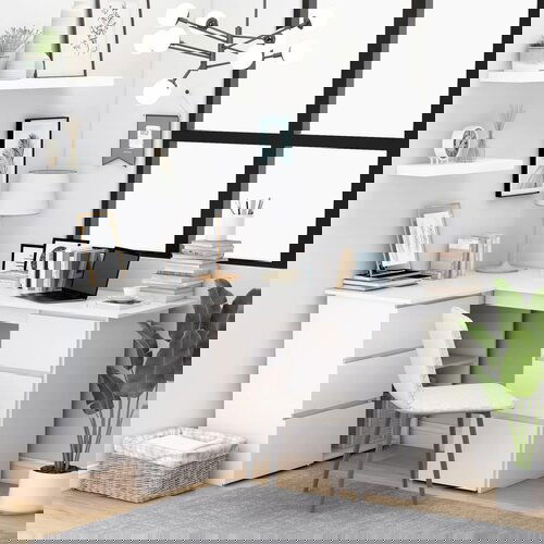 vidaXL kotna pisalna miza bela 145x100x76 cm iverna plošča Cene