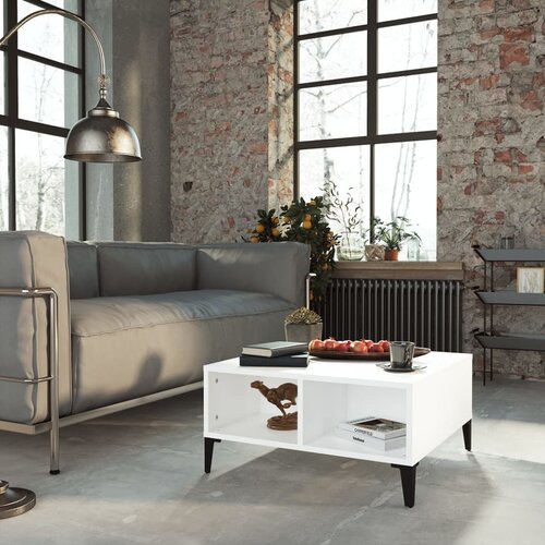 VidaXL Klubska mizica bela 60x60x30 cm iverna plo&amp;scaron;ča Slike