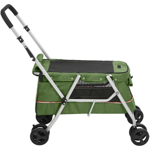  Sklopiva kolica za pse zelena 100x49x96 cm od lanene tkanine Slike
