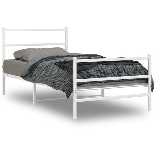 vidaXL Metalni okvir kreveta s uzglavljem i podnožjem bijeli 100x190cm Cijene