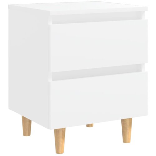 Maison Chic Nočna omarica - Nočna miza z nogami iz borovine bela 40x35x50 cm, (21687846) Slike