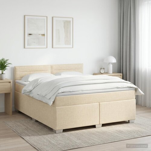  Boxspring krevet s madracem Krem 160 x 200 cm Tkanina Cijene