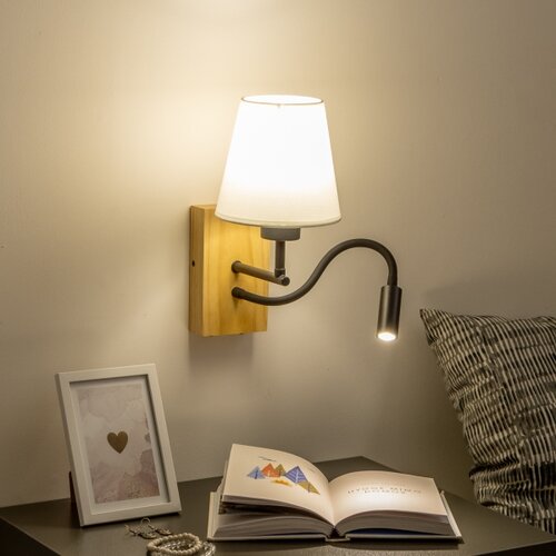  Brilagi - LED zidna lampa NUBILA WOOD 1xE27/25W/230V + LED/3W hrast/krem Slike