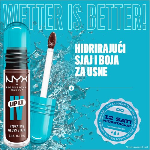 NYX Professional Makeup Lip I.V. Hydrating Gloss Stain sjajilo za usne 5 ml nijansa 05 Mocha Me Wet Slike