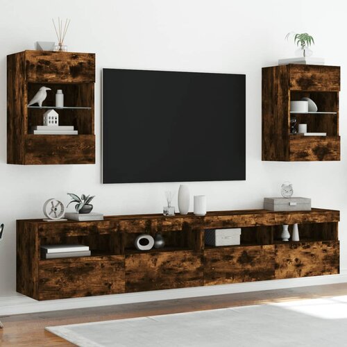 vidaXL Zidni TV ormarići LED 2 kom boja dimljenog hrasta 40x30x60 5 cm Cijene