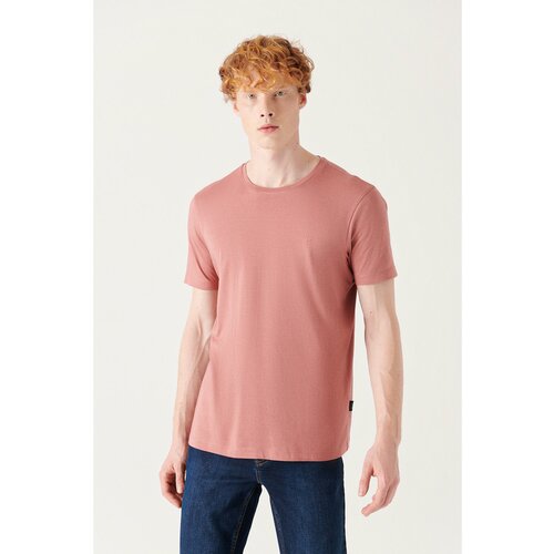 Avva Men's Pale Pink Ultrasoft Crew Neck Cotton Slim Fit Slim Fit T-shirt Cene