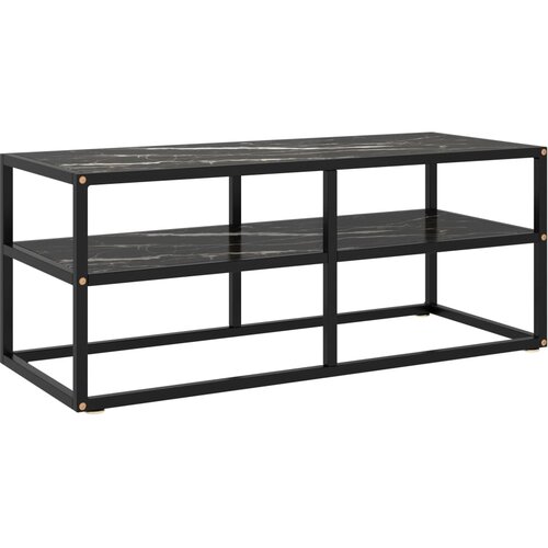 TV ormarić crni s crnim mramornim staklom 100 x 40 x 40 cm Cene