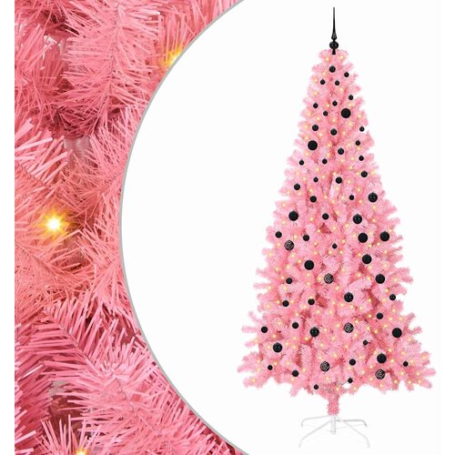 vidaXL Božićno drvce s 300 LED svjetlima Ružičasta 240 cm PVC Cijene