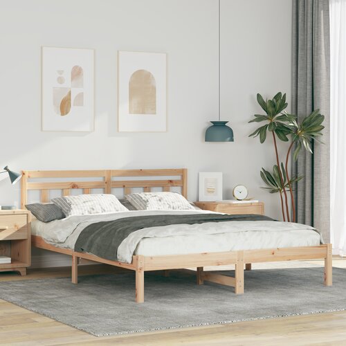 vidaXL Krevetna konstrukcija Smeđa 150 x 200 cm Masivna borovina Cene