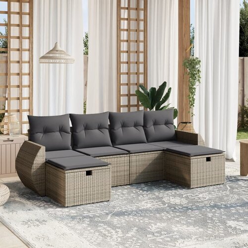 vidaXL 6-dijelni set vrtnih sofa od poliratana s jastucima sivi Cijene