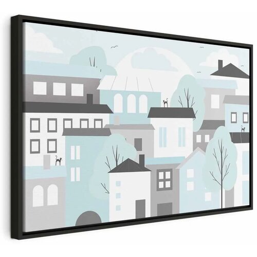  Slika - Colorful Town (1 Part) Wide 90x60 U crnom drvenom okviru Cijene