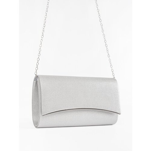 Shelvt Silver classic clutch bag with detachable chain Slike