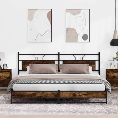Metalni Kovinski posteljni okvir brez vzmetnice dimljen hrast 200x200cm, (21792961) Cene