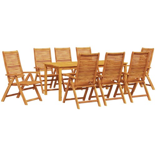  Vrtni set za objed 9 kom. Smeđa Čvrsto drvo akacije 180 x 90 x 75 cm Slike
