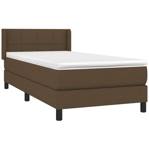  Krevet s oprugama i madracem tamnosmeđi 80x200 cm od tkanine Slike