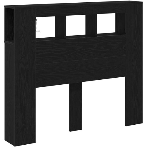  LED glava kreveta s policom Crni hrast 120 x 18,5 x 103,5 cm Slike