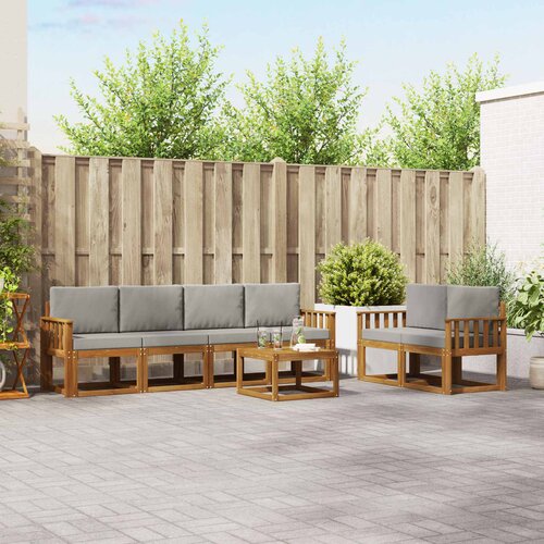 Set vanjskih sofa s jastukom 7 pcs Prirodna i svijetlo siva Cene