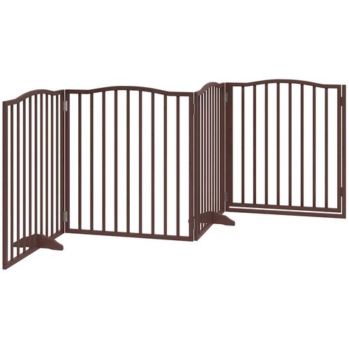  Vrata za pse s vrata&amp;scaron;cima 4 panela sklopiva 320 cm drvo topole Smeđa 80 x 90 x 2 cm Slike