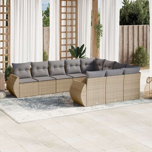  10-dijelni set vrtnih sofa s jastucima bež od poliratana Cijene