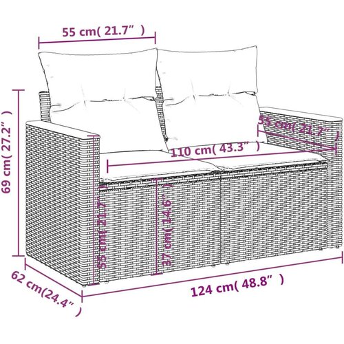  5-dijelni vrtni set sofa s jastucima bež od poliratana Slike