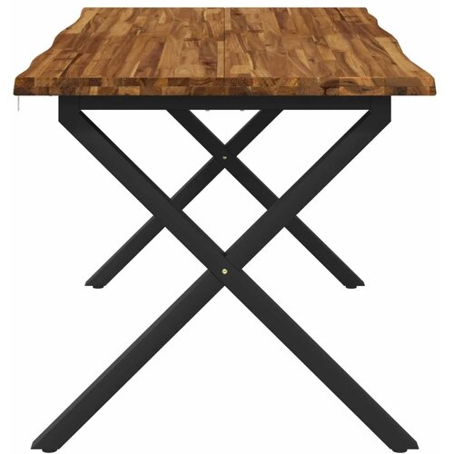  Stol za blagovanje s prirodnim rubom 160 x 70 x 75 cm Prirodna - Prirodna i crna 160 x 70 x 75 cm Živi rub Slike