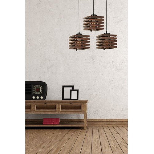 Opviq Cara Ahşap 3 Lü Sıralı Ceviz Sarkıt Brown Chandelier Slike