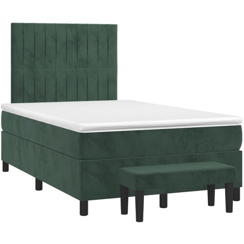 VidaXL Krevet box spring s madracem tamnozeleni 120x190 cm bar&amp;scaron;unasti Slike