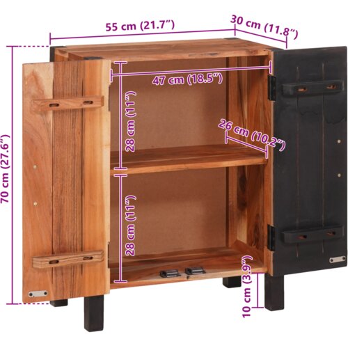 VidaXL Buffeti i komode Smeđa 55 x 30 x 75 cm Masivno bagremovo drvo Slike