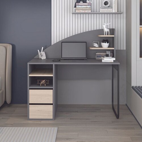 Hanah home radni sto Mirel, 120 cm, antracit / orah Cene