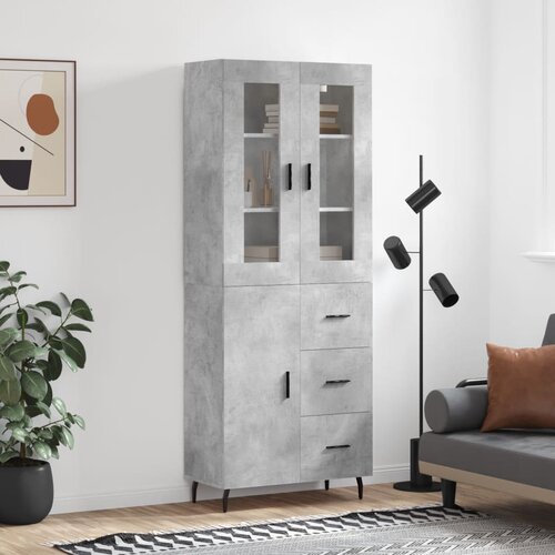 vidaXL Visoka komoda siva betona 69 5x34x180 cm od konstruiranog drva Cijene