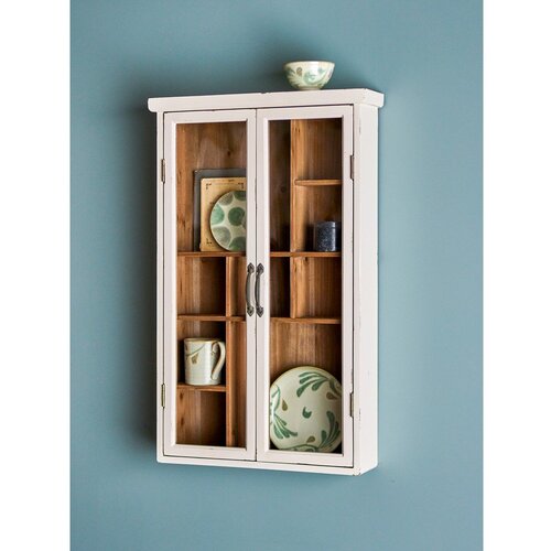 Bloomingville Bijela vitrina od masivne jele 50x80x14 cm Hazem &amp;ndash; Slike