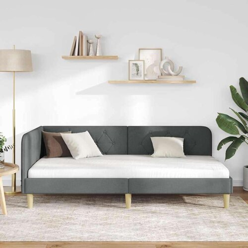 VidaXL Kutni okvir kreveta Tamno siva 100 x 200 cm tkanina Slike