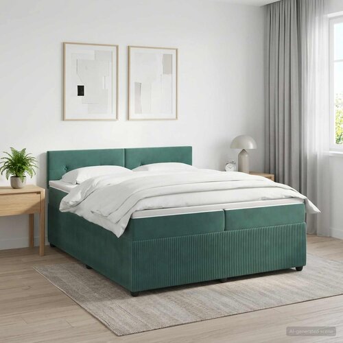  Boxspring krevet s madracem Tamnozelena 200 x 200 cm Baršun Cene