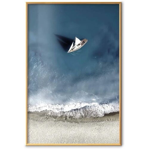  Plakat - Yacht on the Sea 21x30 Zlatni okvir Slike