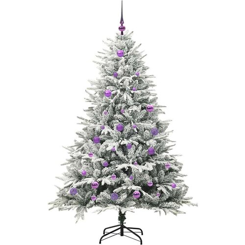 VidaXL Umjetno božićno drvce s rasvjetom i setom kuglica Zelena 150 cm Slike