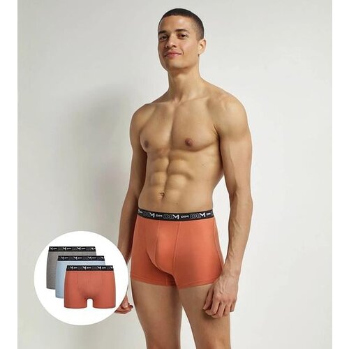 DIM COTTON STRETCH BOXER 3x - Men's Boxer Shorts 3 pcs - Orange - Light Blue - Grey Slike