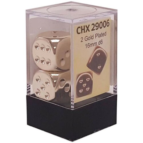 Chessex kockice - gold metallic dice pair D6 16mm Slike