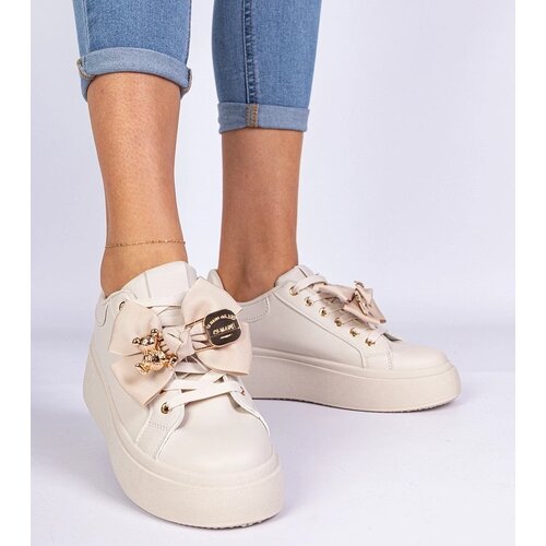 D/CEO marka niezdefiniowana Beige sneakers decorated with a bow and gold teddy Karinka Cene